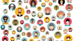 group of diverse avatars people smiling cartoon avatars